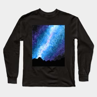 Night Sky in Watercolor Long Sleeve T-Shirt